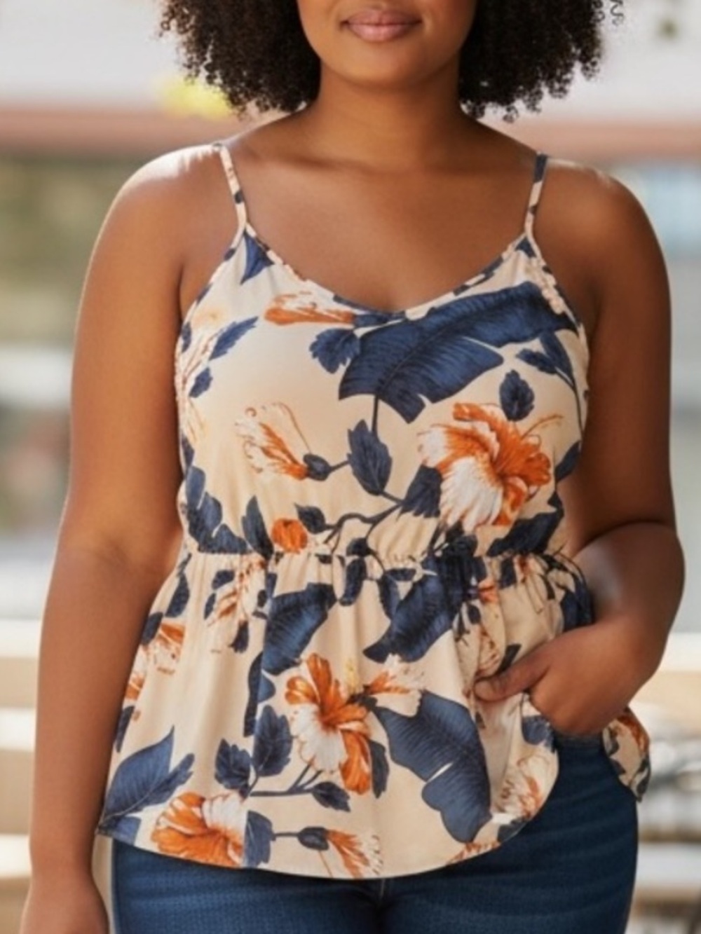 Creme De La Creme Take Me To St.Lucia Floral Peplum Top•XL-2X